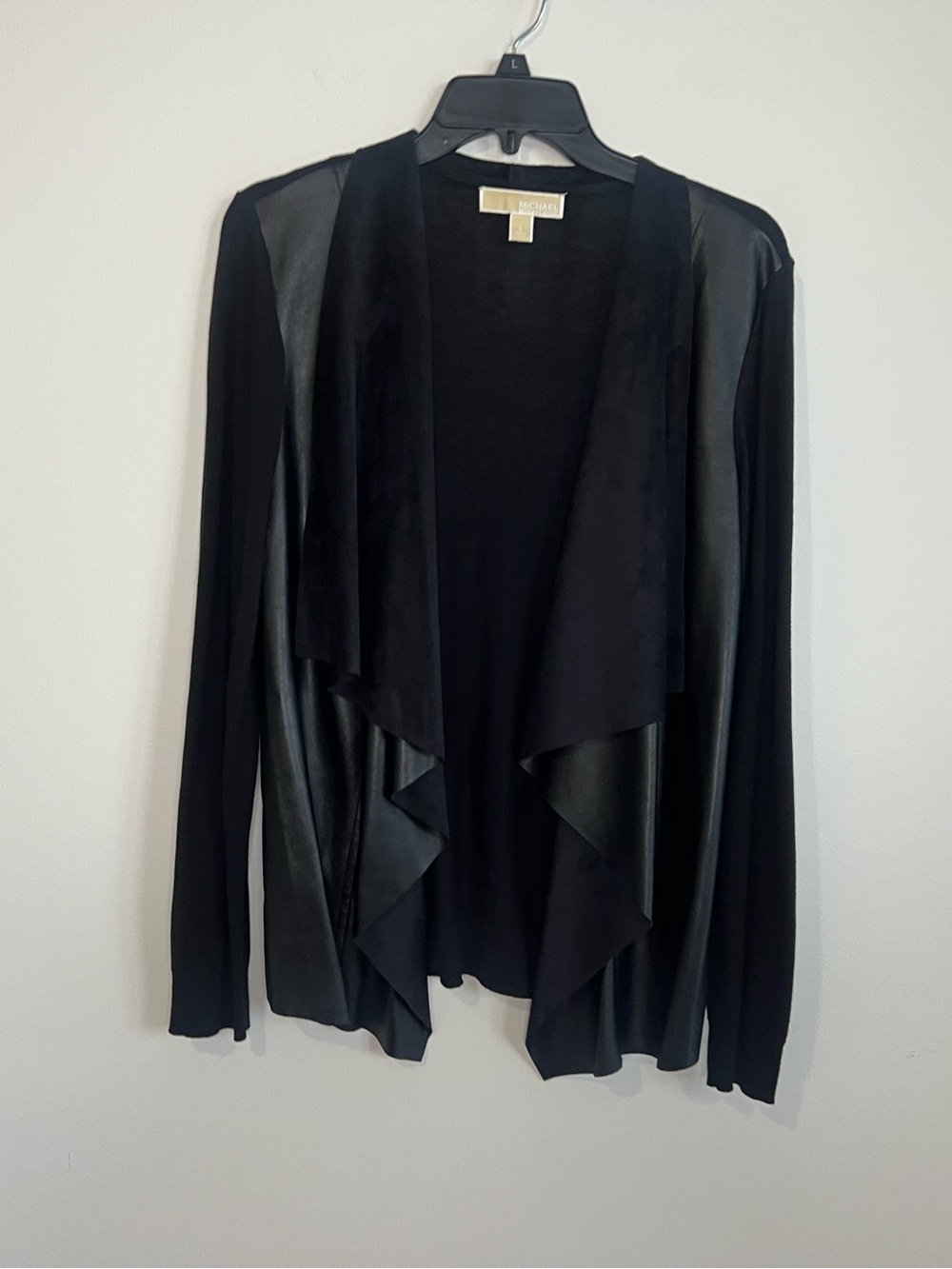 Michael Kors Black Draped Open-Front Cardigan Blazer